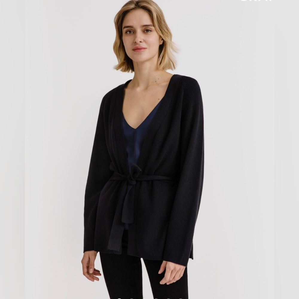 Grana Lindis Cotton Wool Cardigan Black Sz xxs